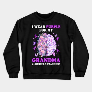 I Wear Purple For My Grandma Alzheimer's Awareness Brain Crewneck Sweatshirt